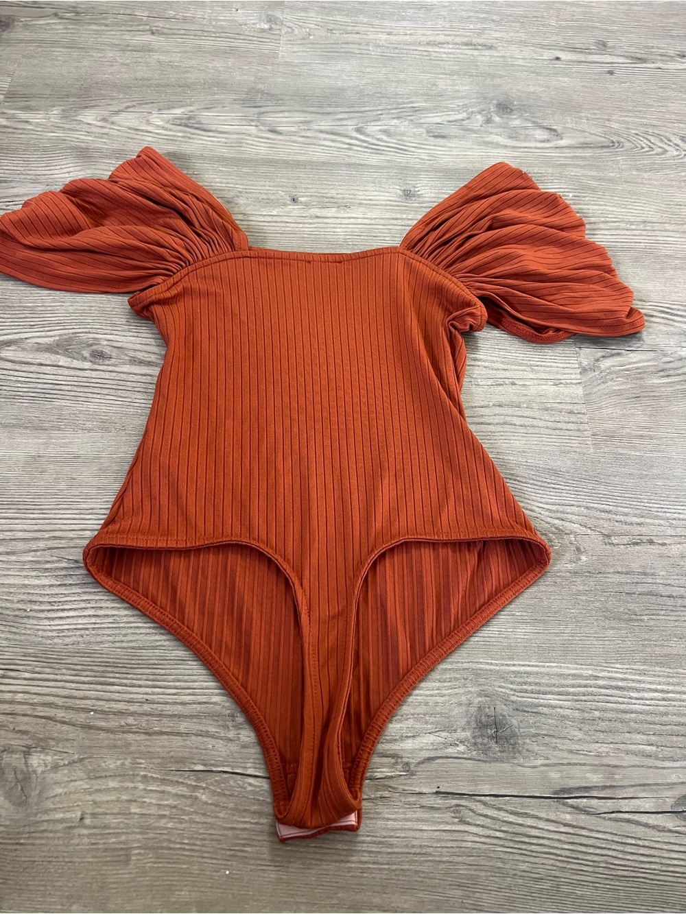 Free People Rust Off-Shoulder Ribbed Kids One-Piece - Picture 6 of 11